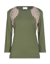 CLIPS MORE CLIPS MORE WOMAN T-SHIRT MILITARY GREEN SIZE 10 VISCOSE, ELASTANE, POLYAMIDE