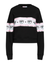 Chiara Ferragni Logomania-stripe Cotton Sweatshirt In Black