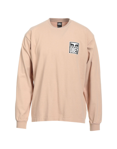 Obey T-shirts In Beige