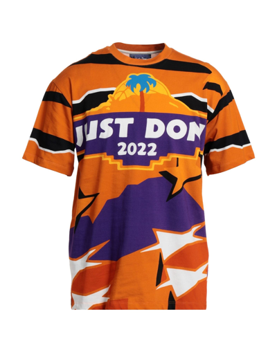 Just Don Logo Printed Cotton T-shirt In Orange
