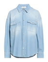 DONDUP DONDUP WOMAN DENIM SHIRT BLUE SIZE 10 COTTON, ELASTANE