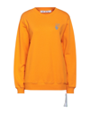 Off-white Woman Sweatshirt Orange Size Xs Organic Cotton, Elastane