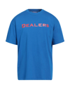 Just Don Crewneck T-shirt With Lettering And Multicolored Patch In Blue