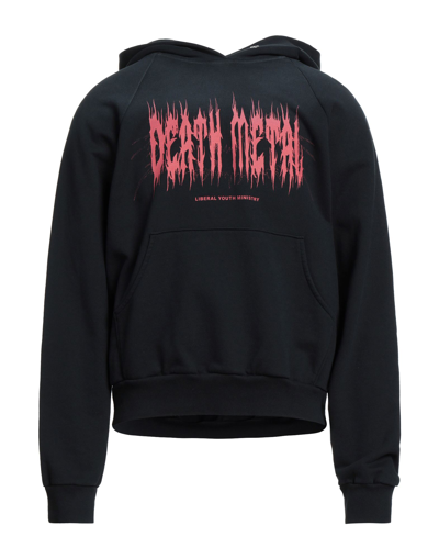 Liberal Youth Ministry Death Metal-print Cotton-jersey Hooded Sweatshirt In Black