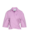 ERIKA CAVALLINI ERIKA CAVALLINI WOMAN SHIRT LIGHT PURPLE SIZE 6 COTTON, ELASTANE