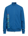 BIKKEMBERGS BIKKEMBERGS MAN SWEATSHIRT AZURE SIZE M COTTON, ELASTANE