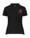 PHILIPP PLEIN PHILIPP PLEIN WOMAN POLO SHIRT BLACK SIZE XS COTTON