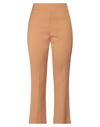 Liviana Conti Woman Pants Camel Size 8 Viscose, Linen, Elastane In Beige