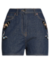 Valentino Garavani Woman Denim Shorts Blue Size 29 Cotton, Viscose, Silk In Blue