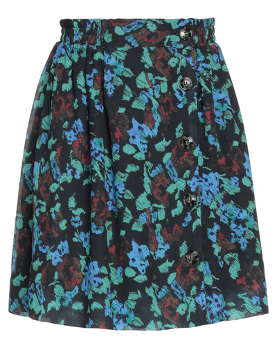 Ganni Printed Light Crepe Smock Mini Skirt In Meadow Azure Blue In Multi