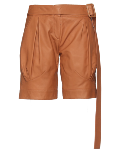 Trussardi Woman Shorts & Bermuda Shorts Camel Size 6 Lambskin In Beige