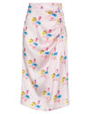 Ganni Silk-blend Printed High-rise Midi Skirt In Pink