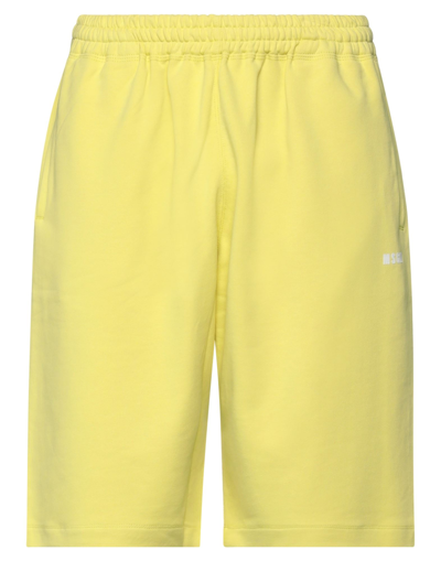 Msgm Man Shorts & Bermuda Shorts Yellow Size S Cotton In Yellow