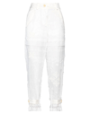 SACAI SACAI WOMAN PANTS WHITE SIZE 3 COTTON, POLYESTER, RAYON, NYLON