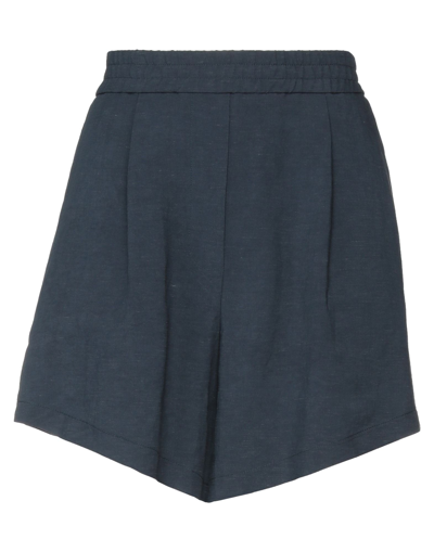 8pm Woman Shorts & Bermuda Shorts Midnight Blue Size Xs Viscose, Linen In Blue