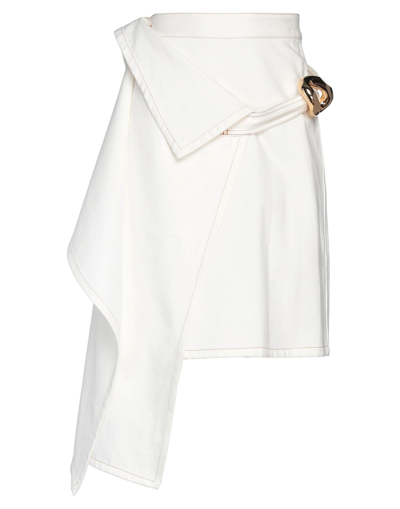 Jw Anderson Chain-detail Draped Denim Skirt In White