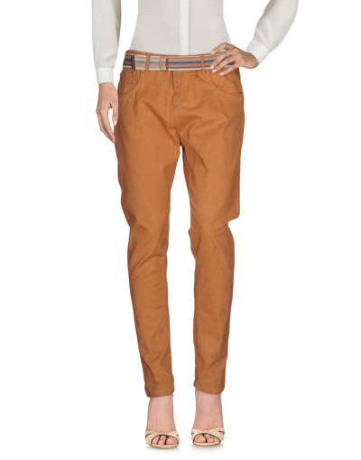 Manila Grace Denim Pants In Brown