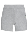 Palm Angels Patch-detail Ribbed-knit Shorts In Grey