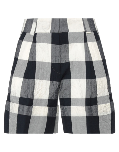 Slowear Checked Print Shorts In Navy Blue