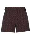 BYBLOS BYBLOS WOMAN SHORTS & BERMUDA SHORTS BURGUNDY SIZE 4 COTTON, POLYESTER, VISCOSE, ELASTANE