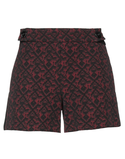 Byblos Woman Shorts & Bermuda Shorts Burgundy Size 4 Cotton, Polyester, Viscose, Elastane In Red