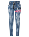 Shop Dsquared2 Woman Jeans Blue Size 6 Cotton, Elastane, Bovine Leather