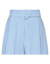 Patou Pleated Belted Shorts In Blue