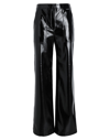 KARL LAGERFELD KARL LAGERFELD FAUX PATENT LEATHER PANTS WOMAN PANTS BLACK SIZE 6 POLYESTER, VISCOSE