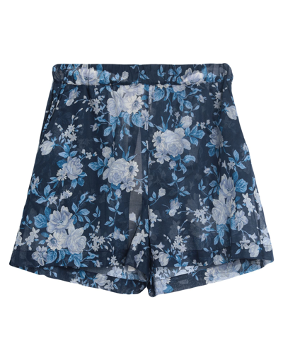 Semicouture Woman Shorts & Bermuda Shorts Midnight Blue Size 4 Cotton