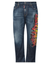 Dsquared2 Dark Clean Wash Big Brother Jeans With Print In Blue
