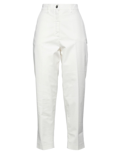 2w2m Woman Pants Ivory Size 32 Cotton, Elastane In White