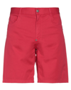 Bikkembergs Man Shorts & Bermuda Shorts Red Size 33 Cotton, Linen, Elastane