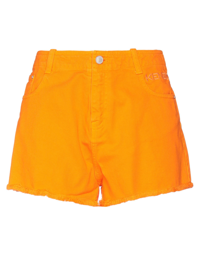 Kenzo Woman Denim Shorts Orange Size 8 Cotton