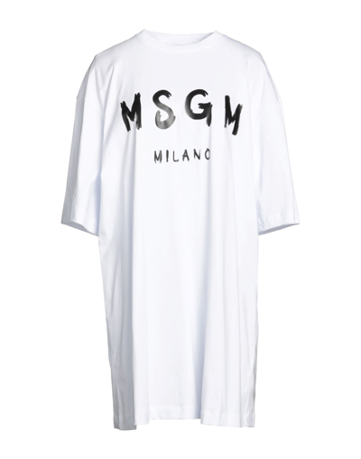 Msgm Woman Mini Dress White Size M Cotton