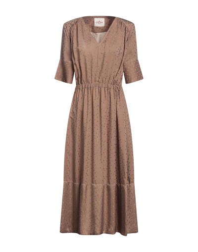 Crida Milano Midi Dresses In Brown