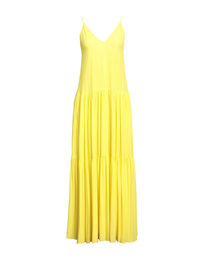 JUCCA JUCCA WOMAN MAXI DRESS YELLOW SIZE 6 ACETATE, SILK