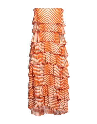 Soallure Midi Dresses In Orange