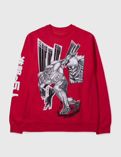Bait X Attack On Titan Graphic Print T-shirt In Red