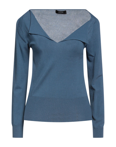 Alpha Studio Sweaters In Blue