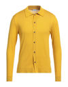 Pt Torino Man Cardigan Mustard Size 40 Cotton, Silk In Yellow