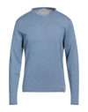 Brooksfield Man Sweater Pastel Blue Size 46 Linen, Cotton