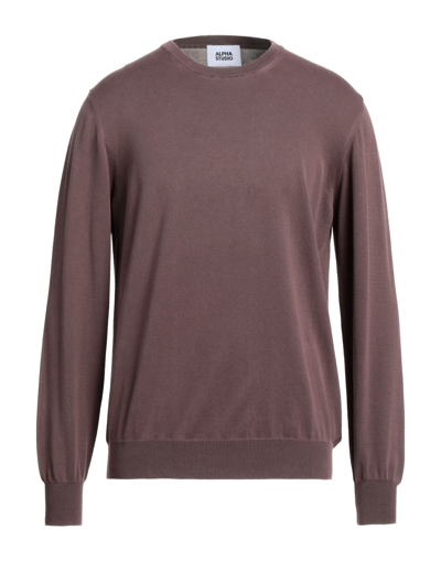 Alpha Studio Sweaters In Brown