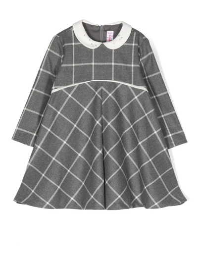 Il Gufo Babies' Checked Long-sleeve Dress In Grey