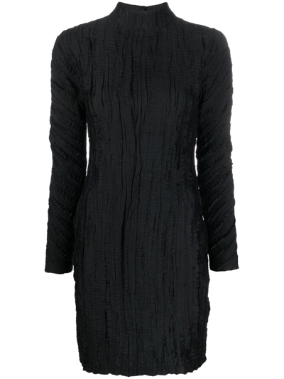 Rodebjer Crease-effect Mock Neck Dress In Black