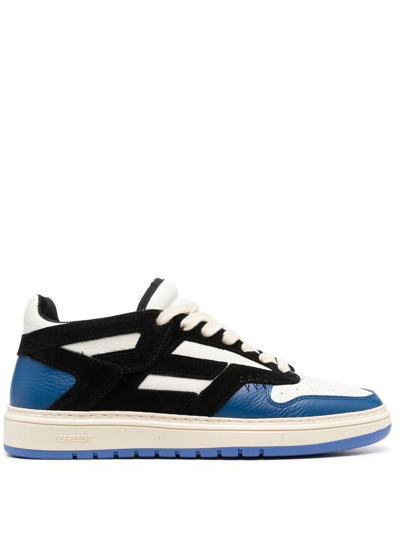 Represent Blue And Black Leather Raptor Sneakers In Black,cobalt Blue