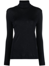 Hanro Womens Black Woolen Turtleneck Wool-silk Blend Top In Black