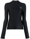 Coperni Black Tight High Neck Long Sleeve T-shirt In Black