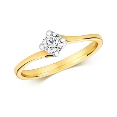 Pre-owned So 0.35ct Diamant Twist Litaire Ring Grössen J-q Gelb Gold