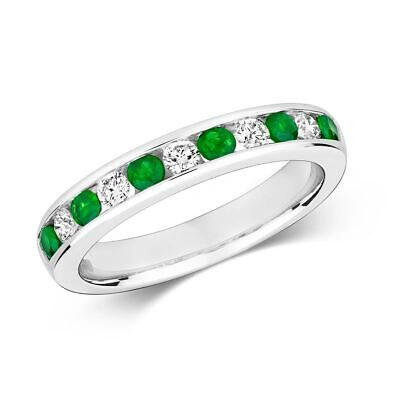 Pre-owned Emerald 0.24ct Diamant Ewigkeit  Ring Grössen J-q