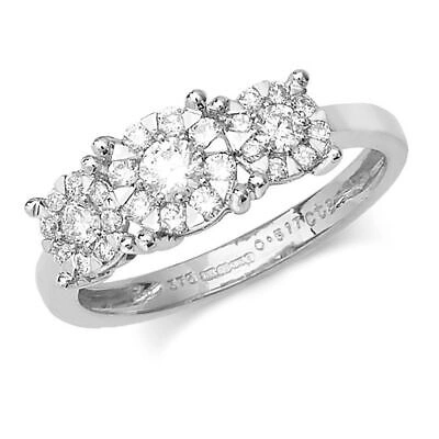 Pre-owned So 3 Stein 0.51ct Diamantring Grössen J-q